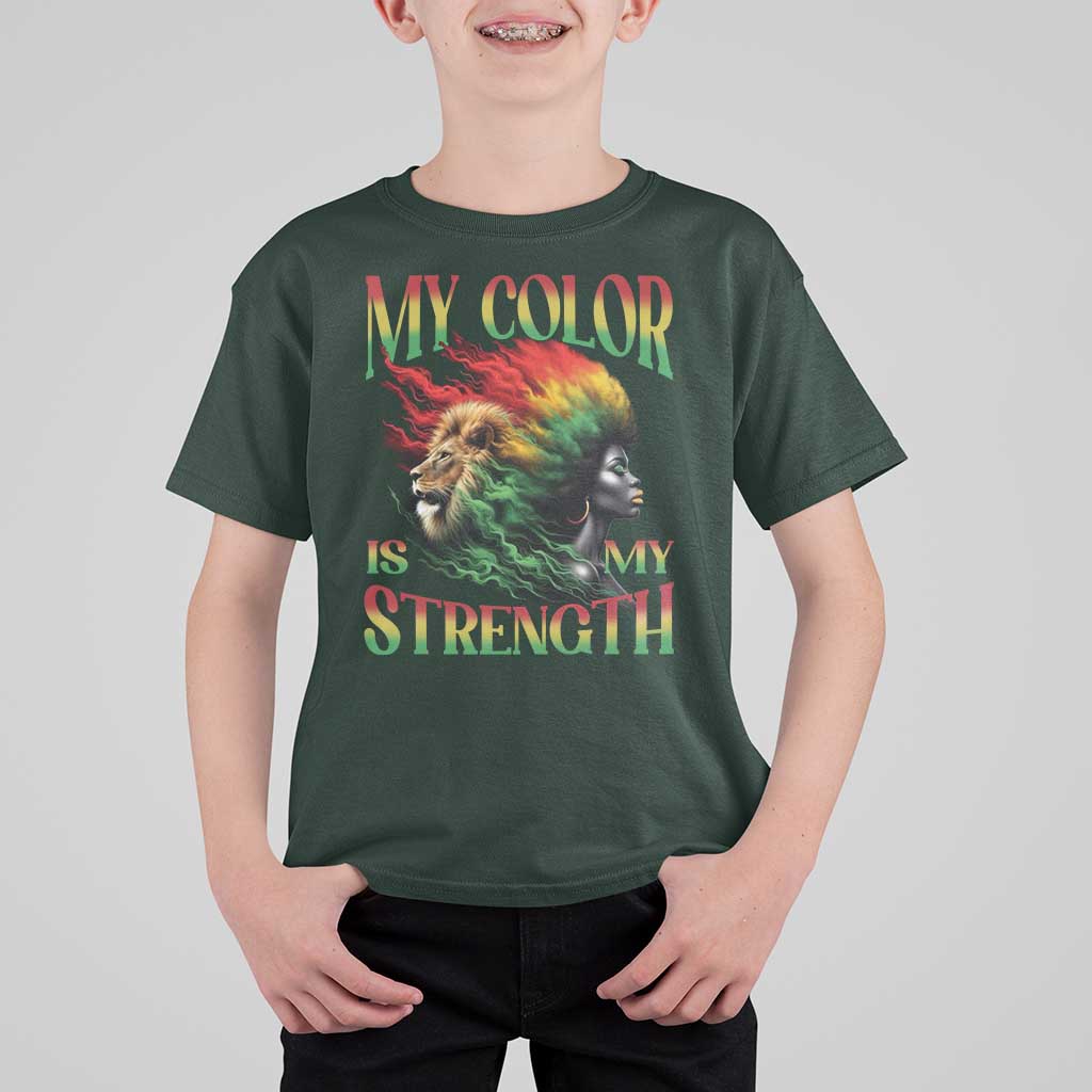 Black Pride T Shirt For Kid My Color Is My Strength African American Women Lion