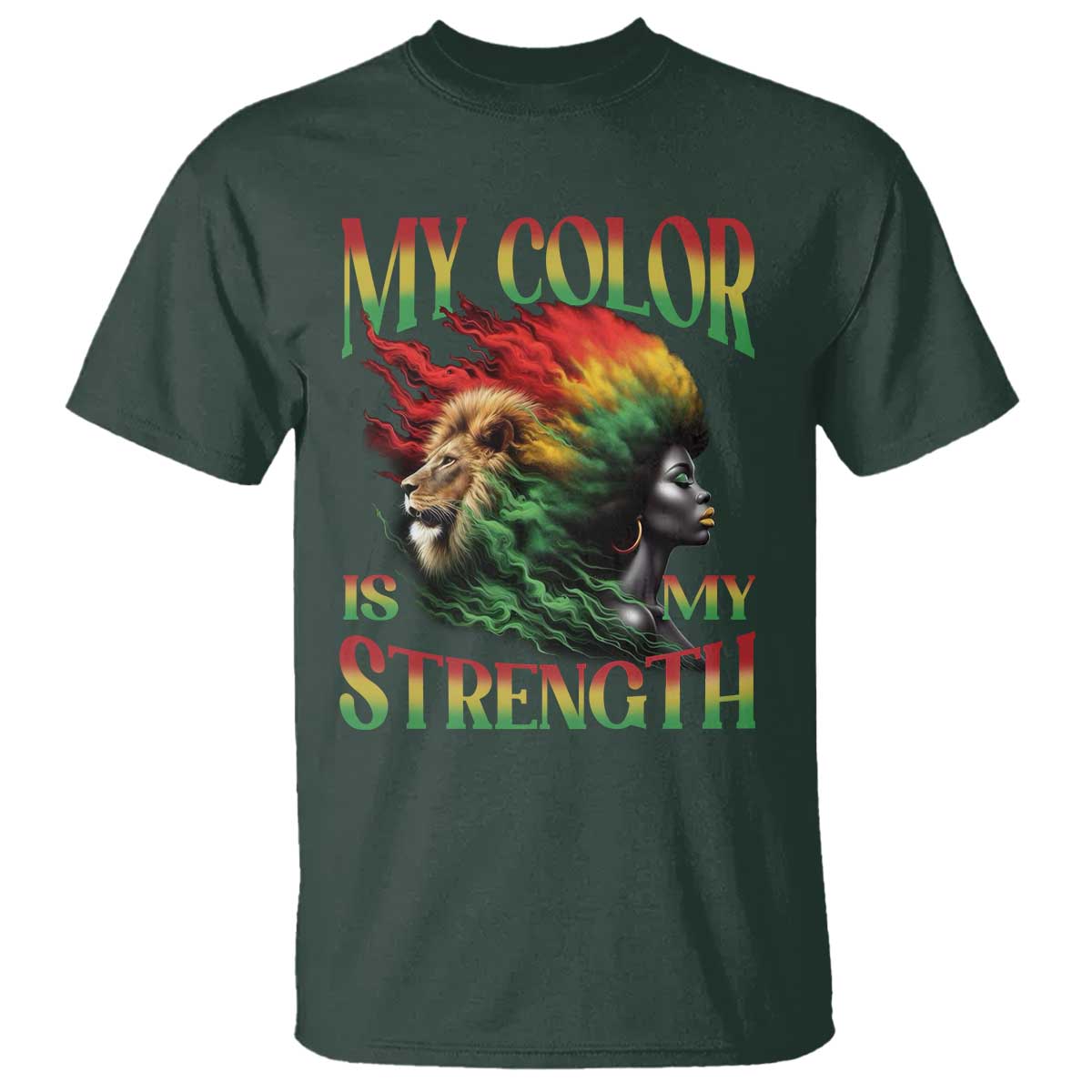 Black Pride T Shirt My Color Is My Strength African American Women Lion