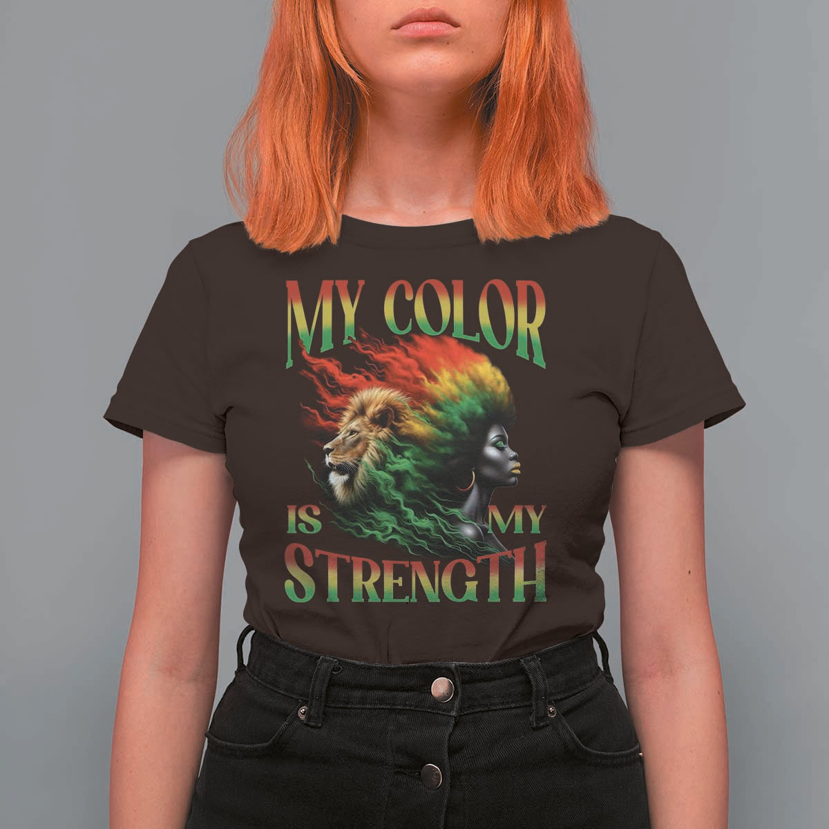 Black Pride T Shirt For Women My Color Is My Strength African American Women Lion