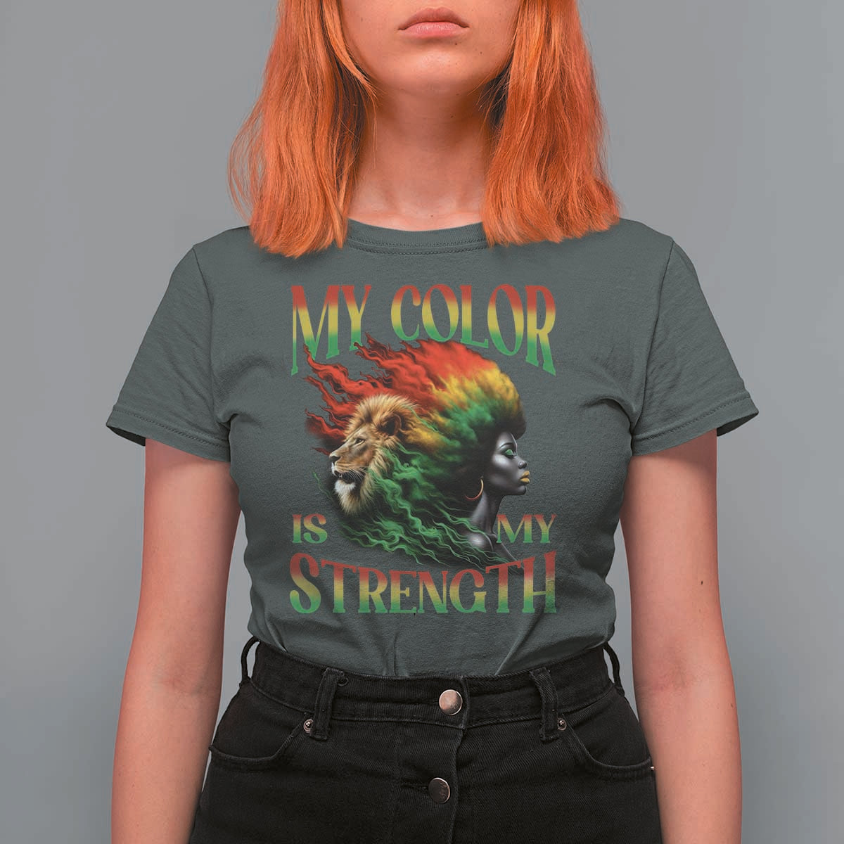 Black Pride T Shirt For Women My Color Is My Strength African American Women Lion