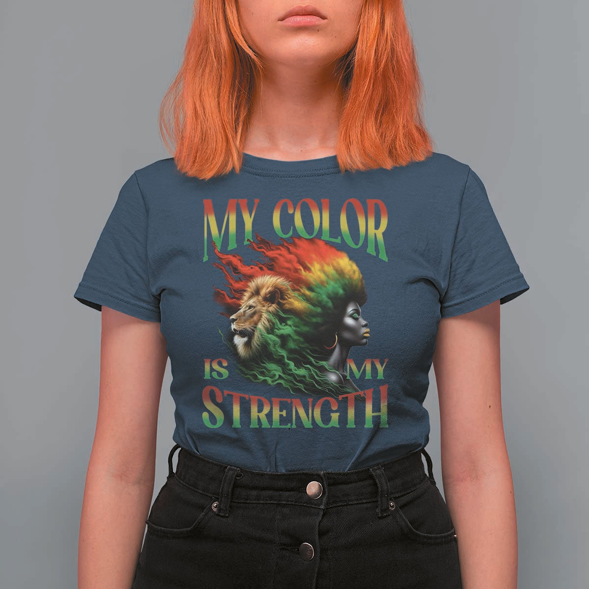 Black Pride T Shirt For Women My Color Is My Strength African American Women Lion
