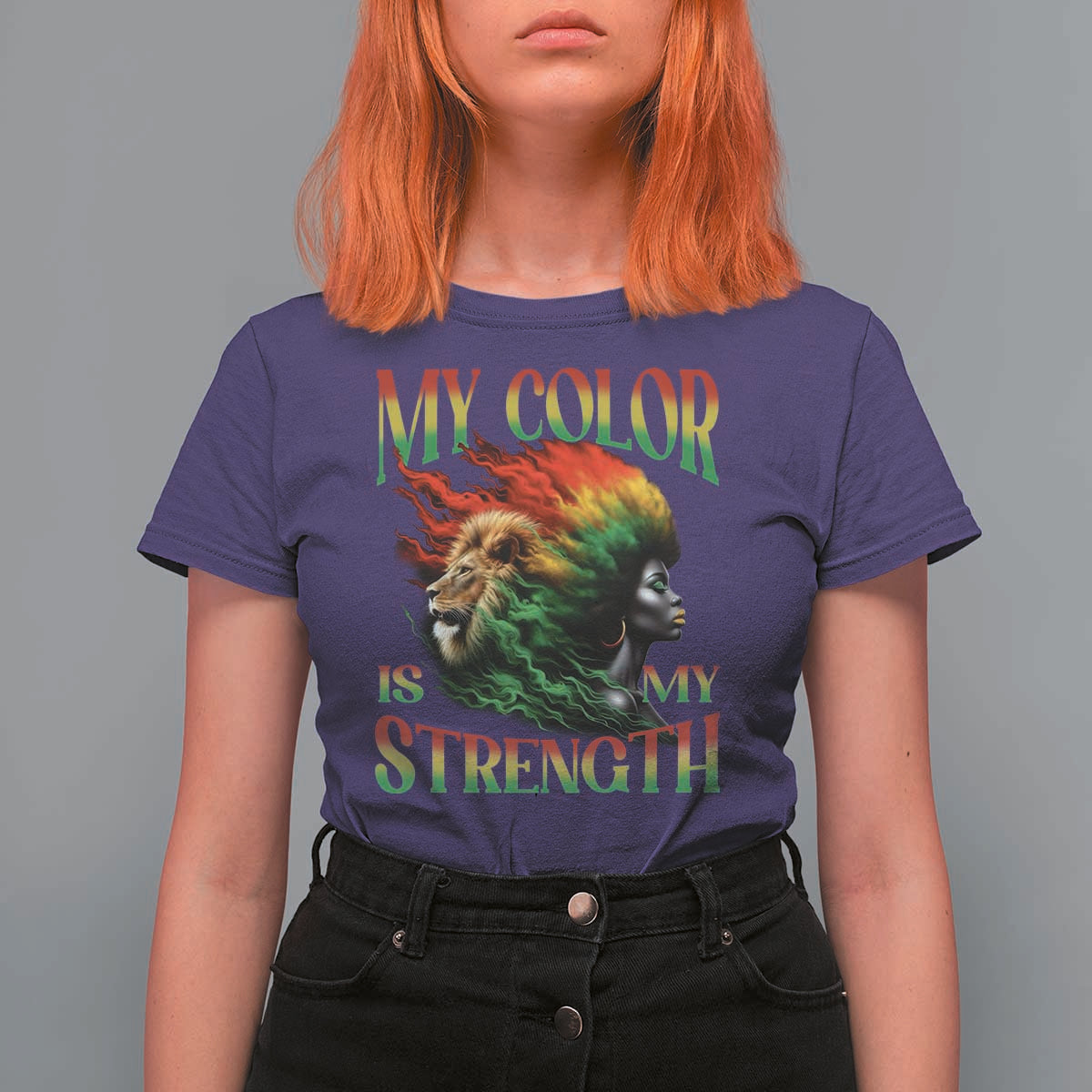 Black Pride T Shirt For Women My Color Is My Strength African American Women Lion