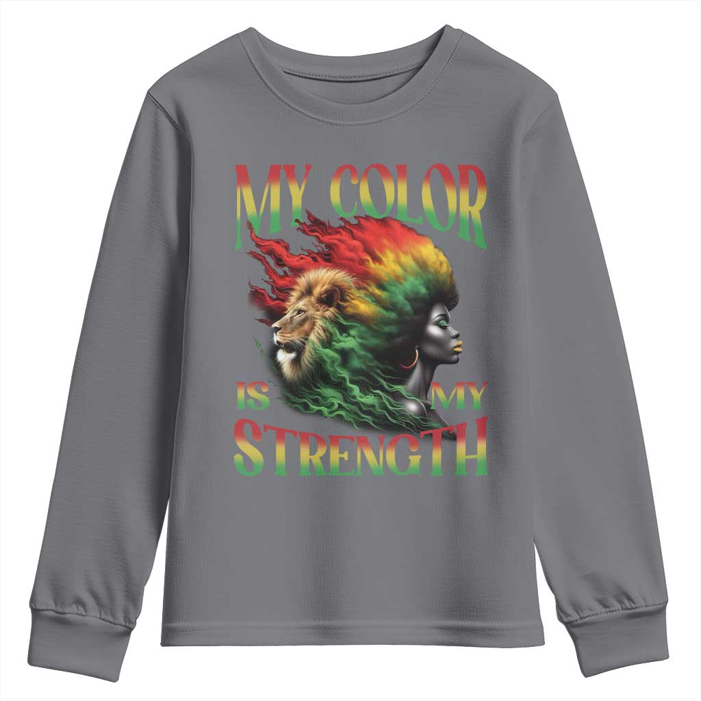 Black Pride Youth Sweatshirt My Color Is My Strength African American Women Lion
