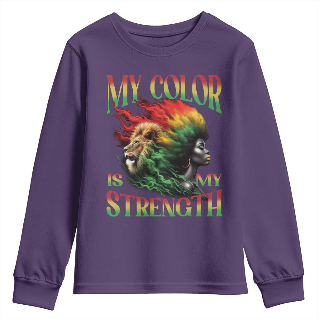 Black Pride Youth Sweatshirt My Color Is My Strength African American Women Lion