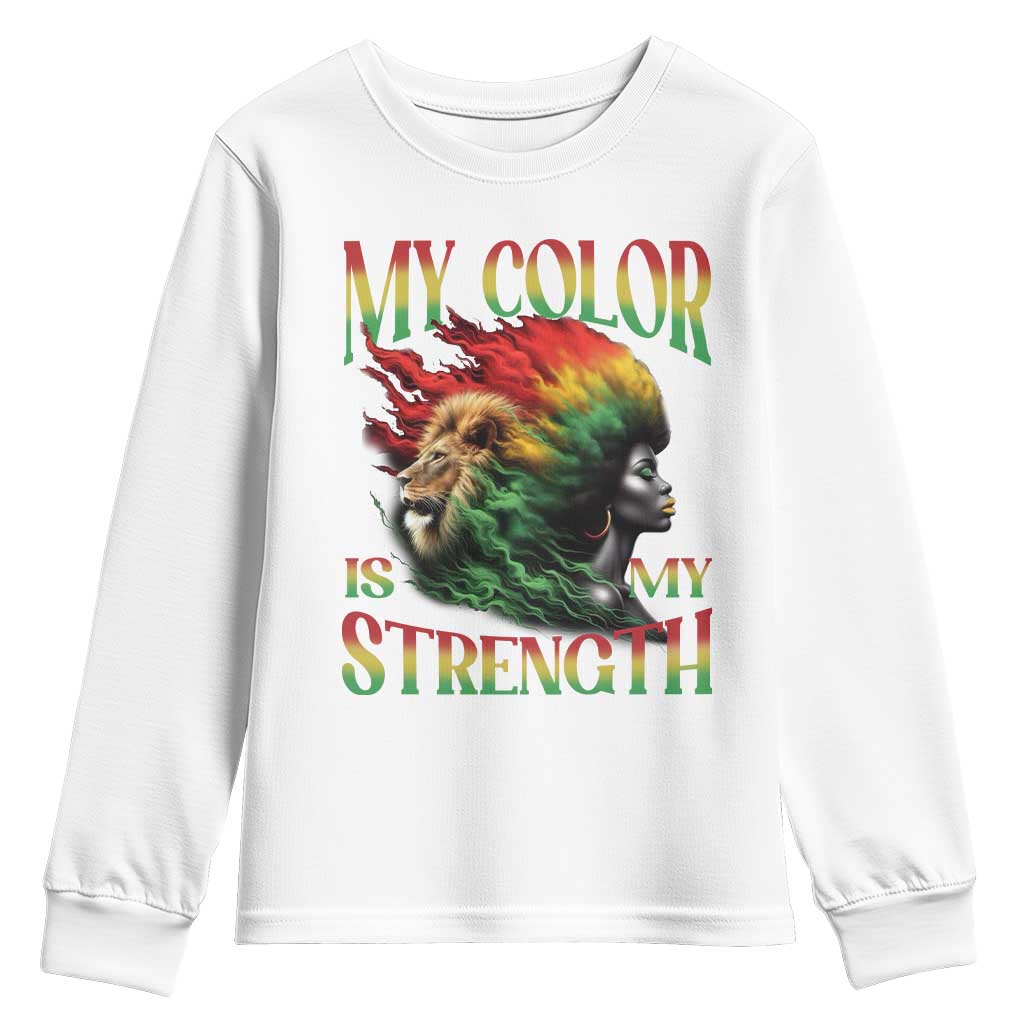 Black Pride Youth Sweatshirt My Color Is My Strength African American Women Lion