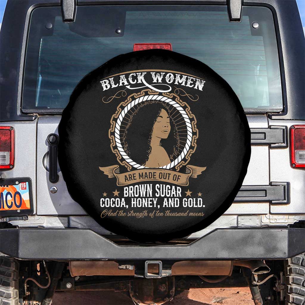 Black Women Pride Spare Tire Cover Made Out Of Brown Sugar Cocoa Honey And Gold Retro