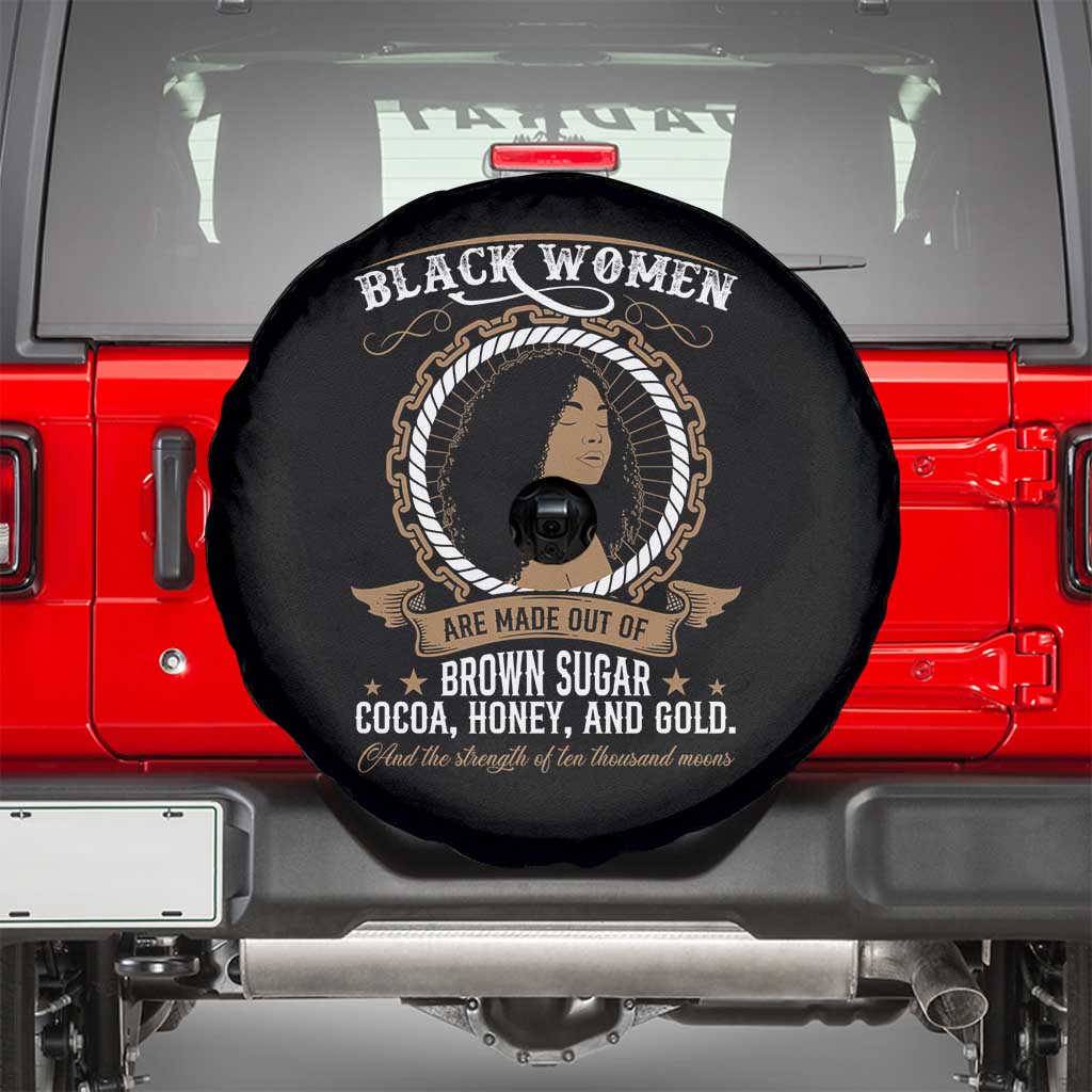 Black Women Pride Spare Tire Cover Made Out Of Brown Sugar Cocoa Honey And Gold Retro