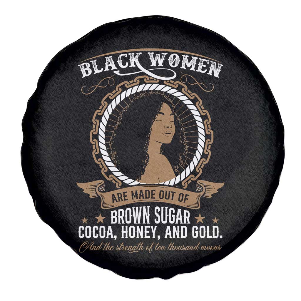 Black Women Pride Spare Tire Cover Made Out Of Brown Sugar Cocoa Honey And Gold Retro