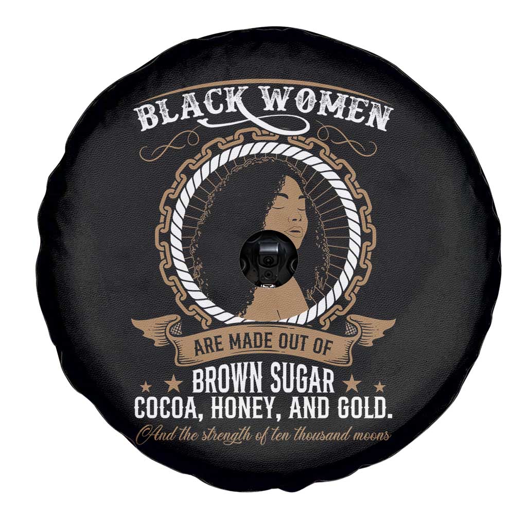 Black Women Pride Spare Tire Cover Made Out Of Brown Sugar Cocoa Honey And Gold Retro