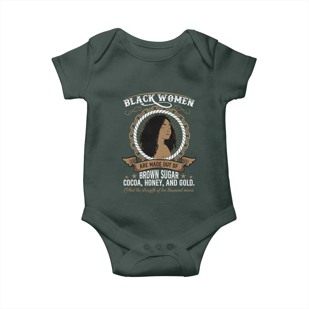 Black Women Pride Baby Onesie Made Out Of Brown Sugar Cocoa Honey And Gold Retro