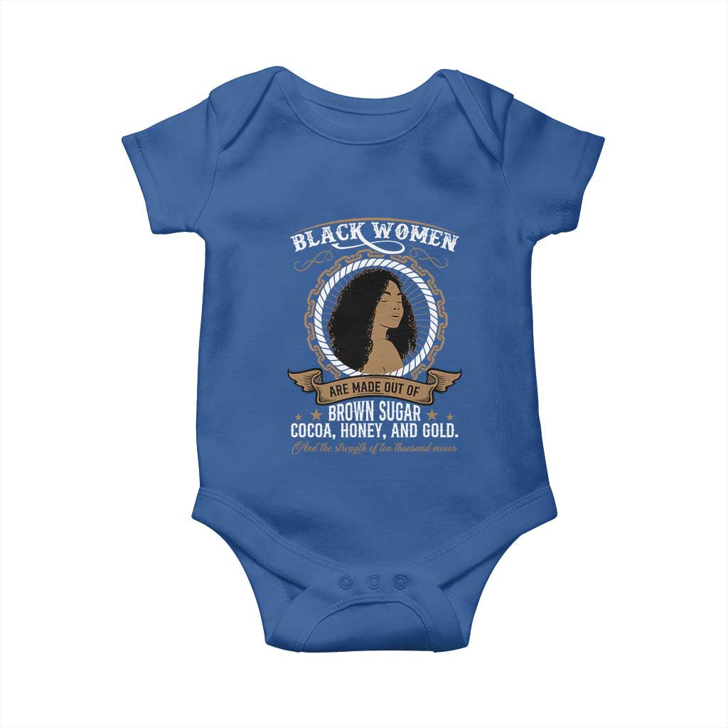 Black Women Pride Baby Onesie Made Out Of Brown Sugar Cocoa Honey And Gold Retro