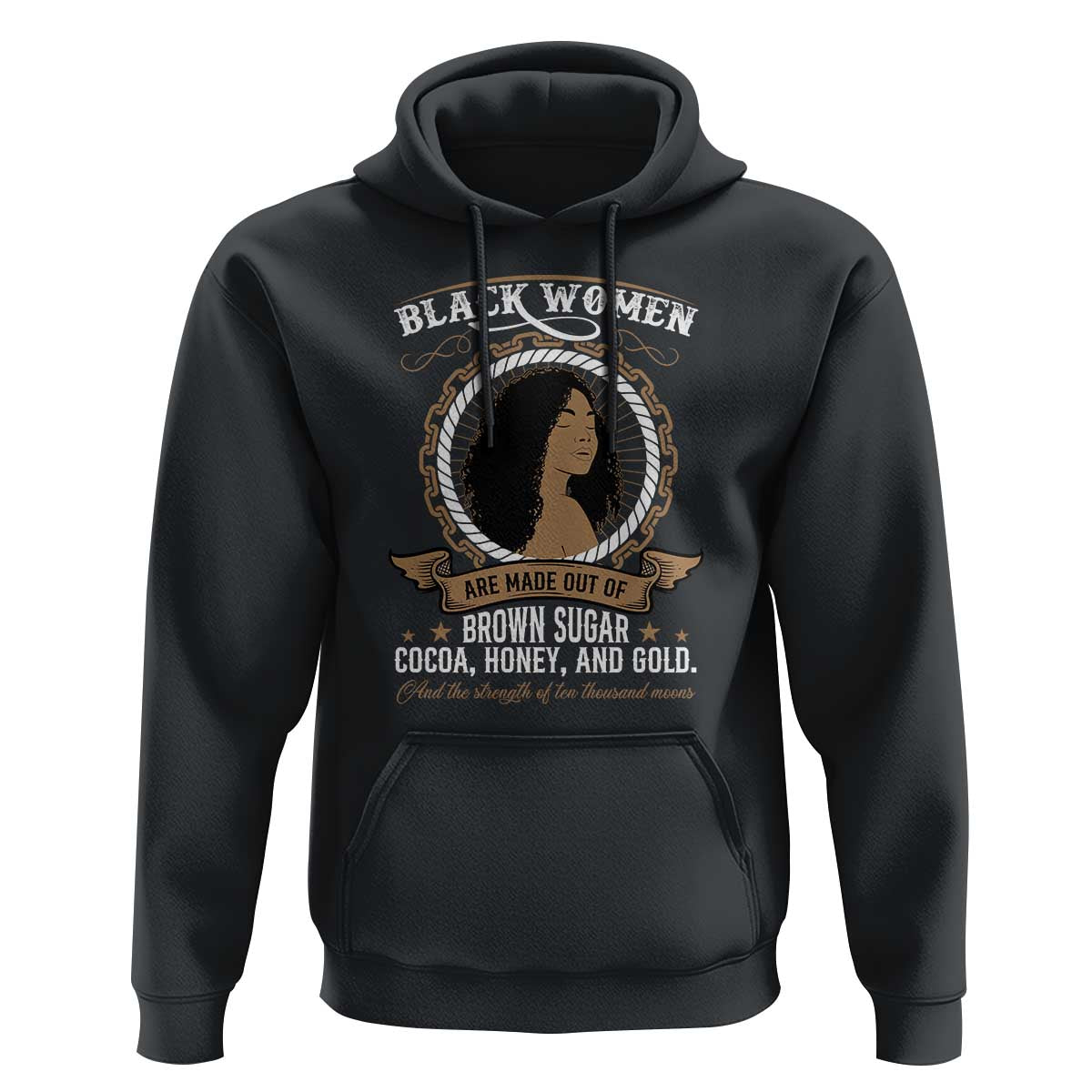 Black Women Pride Hoodie Made Out Of Brown Sugar Cocoa Honey And Gold Retro