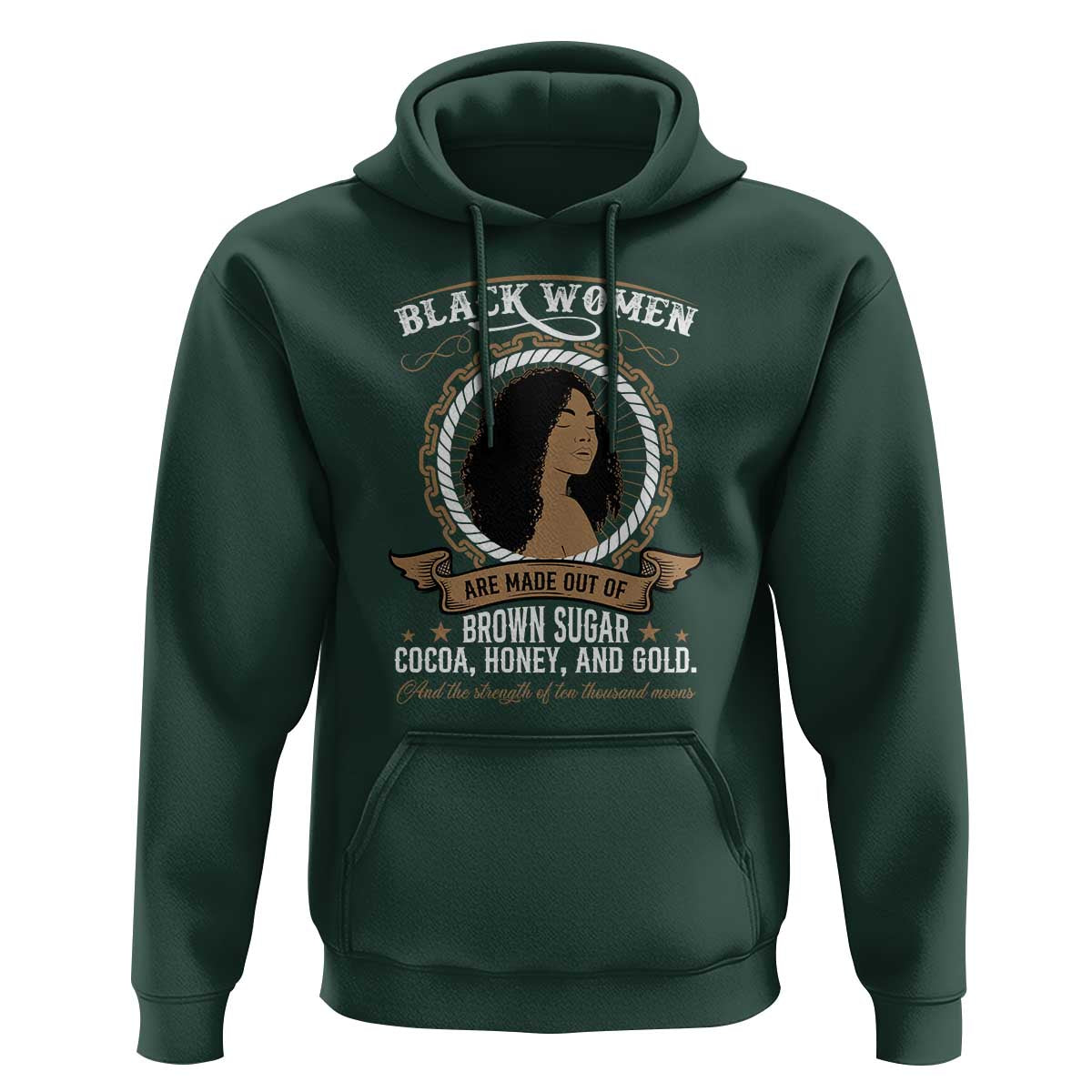 Black Women Pride Hoodie Made Out Of Brown Sugar Cocoa Honey And Gold Retro