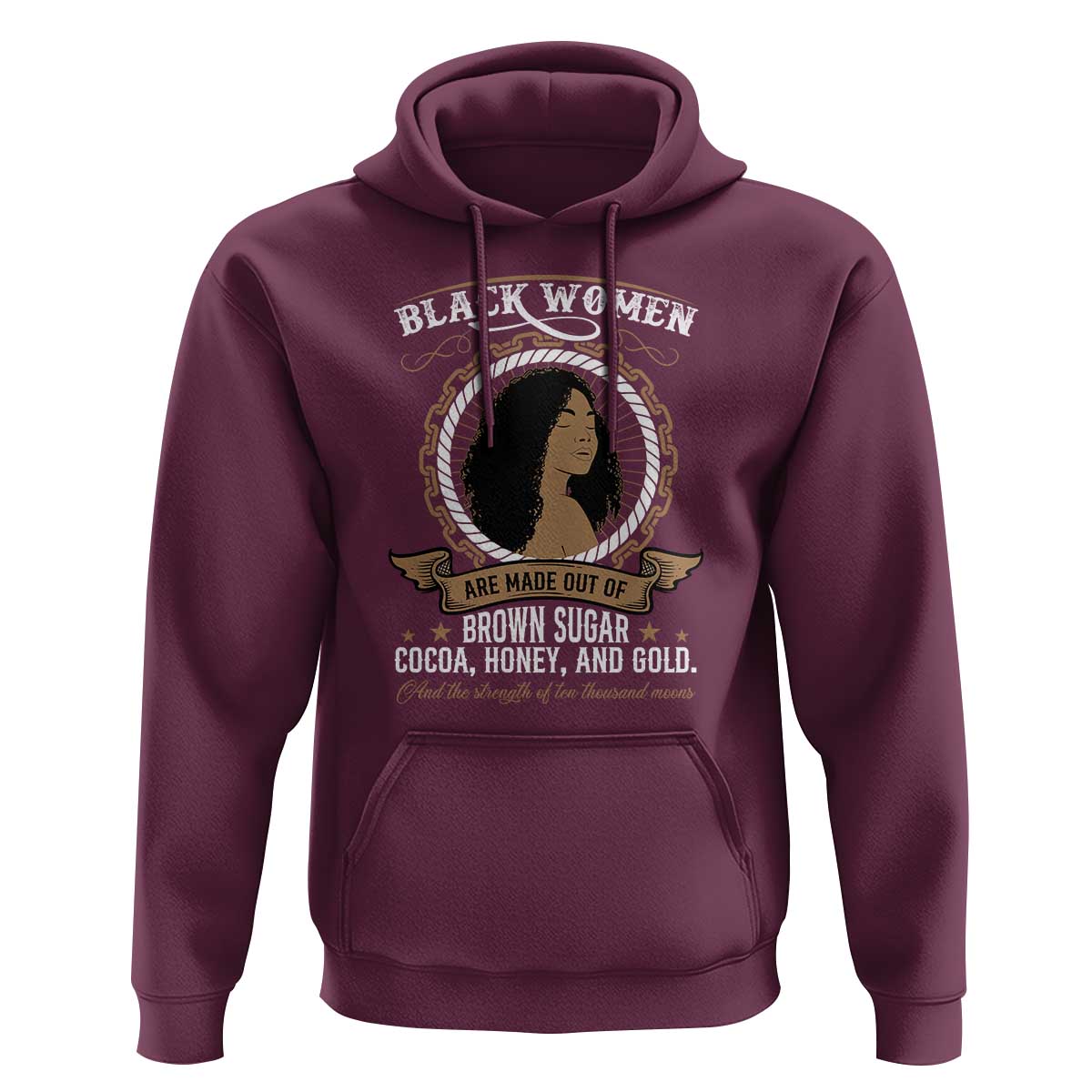 Black Women Pride Hoodie Made Out Of Brown Sugar Cocoa Honey And Gold Retro