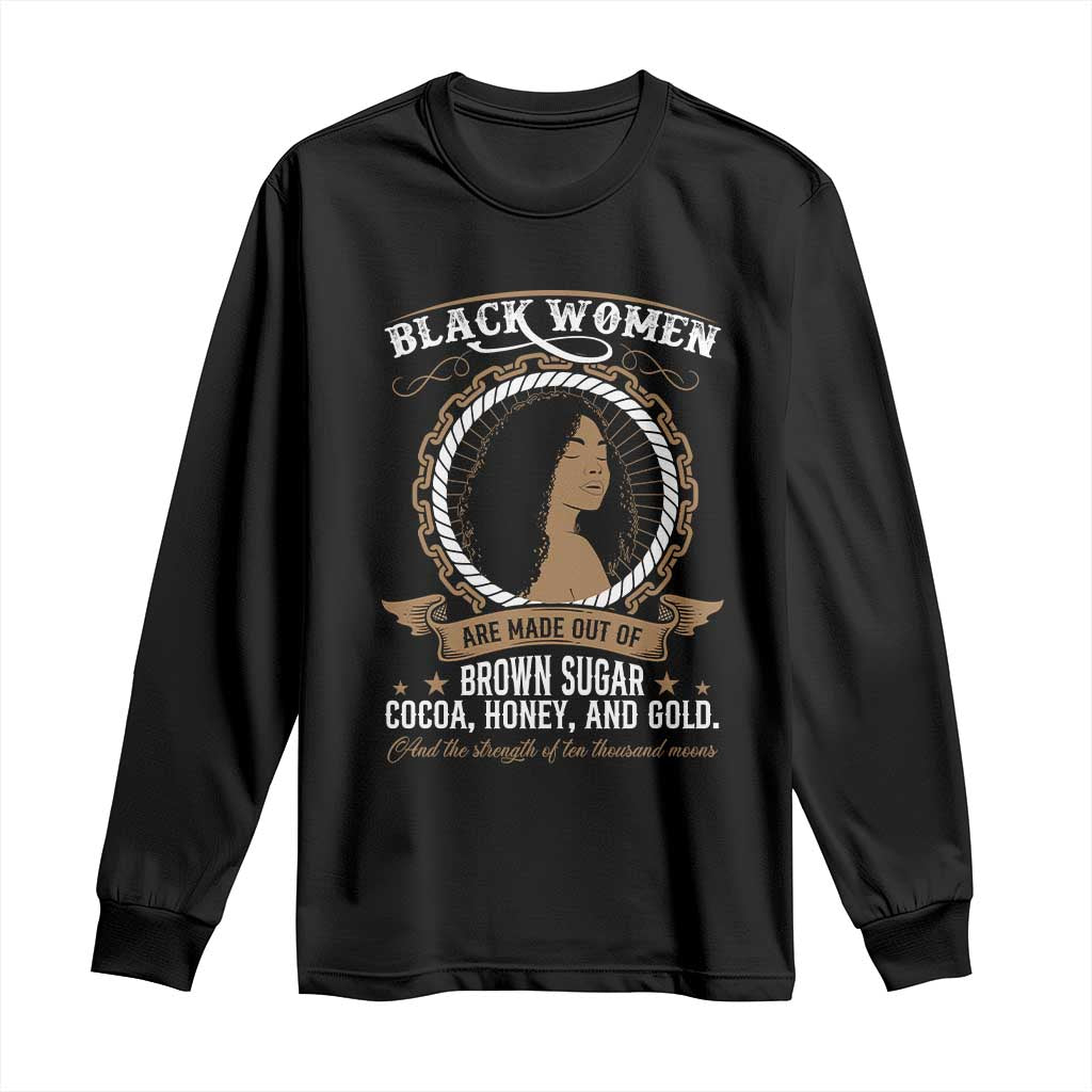 Black Women Pride Long Sleeve Shirt Made Out Of Brown Sugar Cocoa Honey And Gold Retro