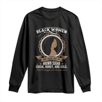 Black Women Pride Long Sleeve Shirt Made Out Of Brown Sugar Cocoa Honey And Gold Retro