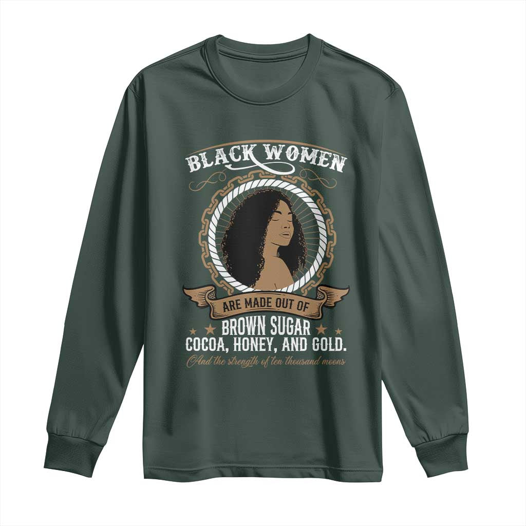 Black Women Pride Long Sleeve Shirt Made Out Of Brown Sugar Cocoa Honey And Gold Retro
