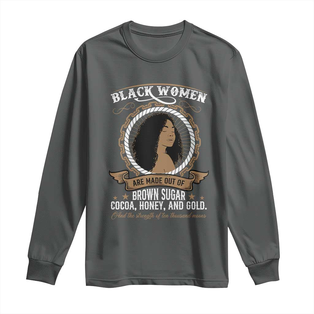 Black Women Pride Long Sleeve Shirt Made Out Of Brown Sugar Cocoa Honey And Gold Retro