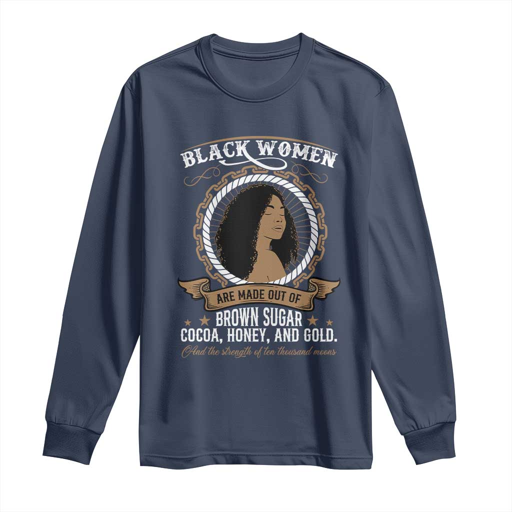 Black Women Pride Long Sleeve Shirt Made Out Of Brown Sugar Cocoa Honey And Gold Retro