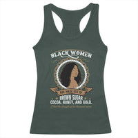 Black Women Pride Racerback Tank Top Made Out Of Brown Sugar Cocoa Honey And Gold Retro