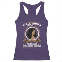 Black Women Pride Racerback Tank Top Made Out Of Brown Sugar Cocoa Honey And Gold Retro