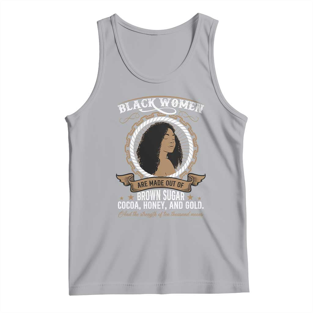 Black Women Pride Tank Top Made Out Of Brown Sugar Cocoa Honey And Gold Retro