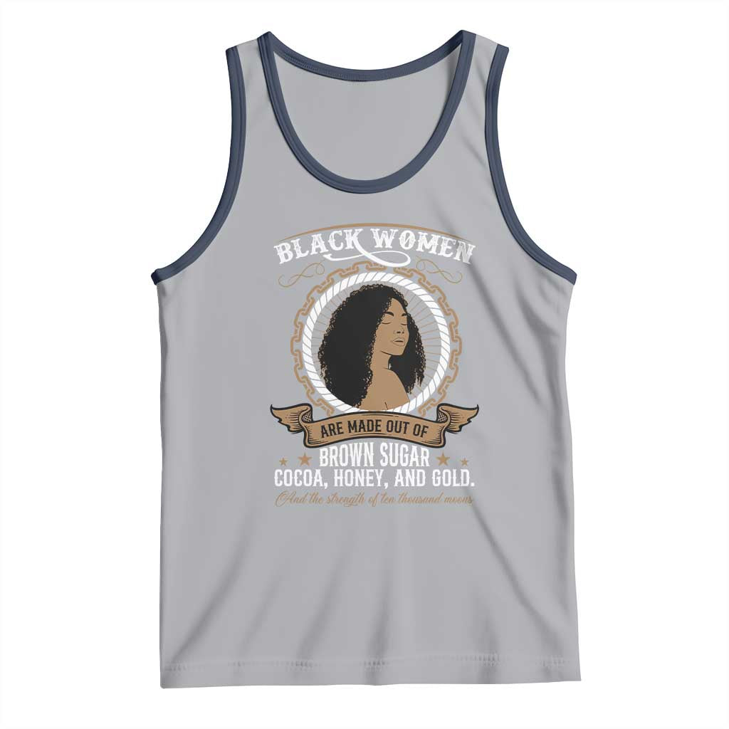 Black Women Pride Tank Top Made Out Of Brown Sugar Cocoa Honey And Gold Retro