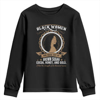 Black Women Pride Youth Sweatshirt Made Out Of Brown Sugar Cocoa Honey And Gold Retro