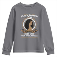 Black Women Pride Youth Sweatshirt Made Out Of Brown Sugar Cocoa Honey And Gold Retro
