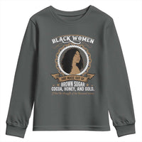 Black Women Pride Youth Sweatshirt Made Out Of Brown Sugar Cocoa Honey And Gold Retro