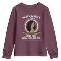 Black Women Pride Youth Sweatshirt Made Out Of Brown Sugar Cocoa Honey And Gold Retro