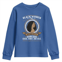 Black Women Pride Youth Sweatshirt Made Out Of Brown Sugar Cocoa Honey And Gold Retro