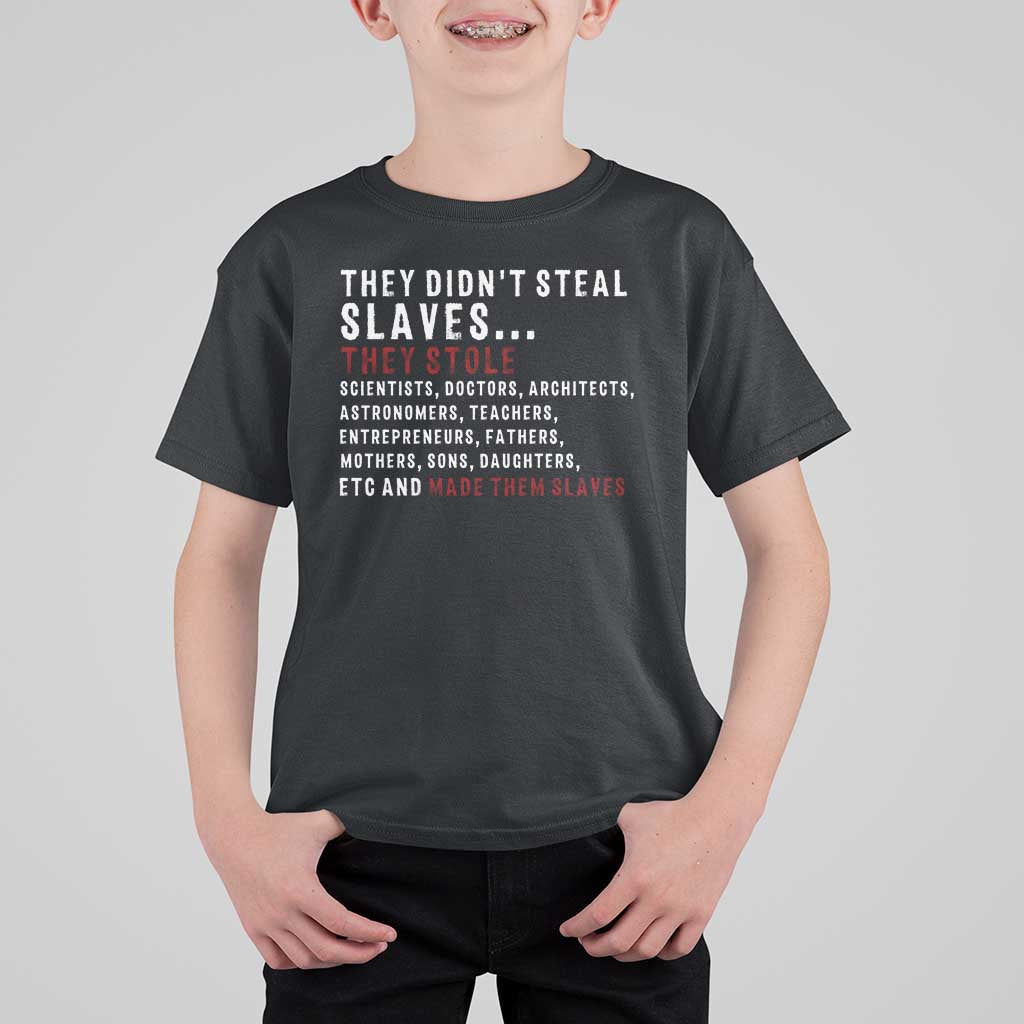 Black History T Shirt For Kid They Didn't Steal Slaves They Stolen And Made Them Slaves TS09