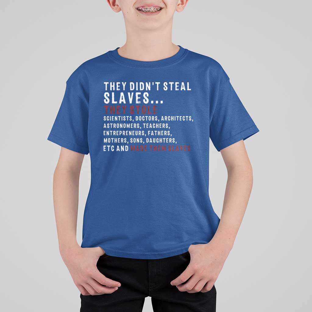 Black History T Shirt For Kid They Didn't Steal Slaves They Stolen And Made Them Slaves TS09