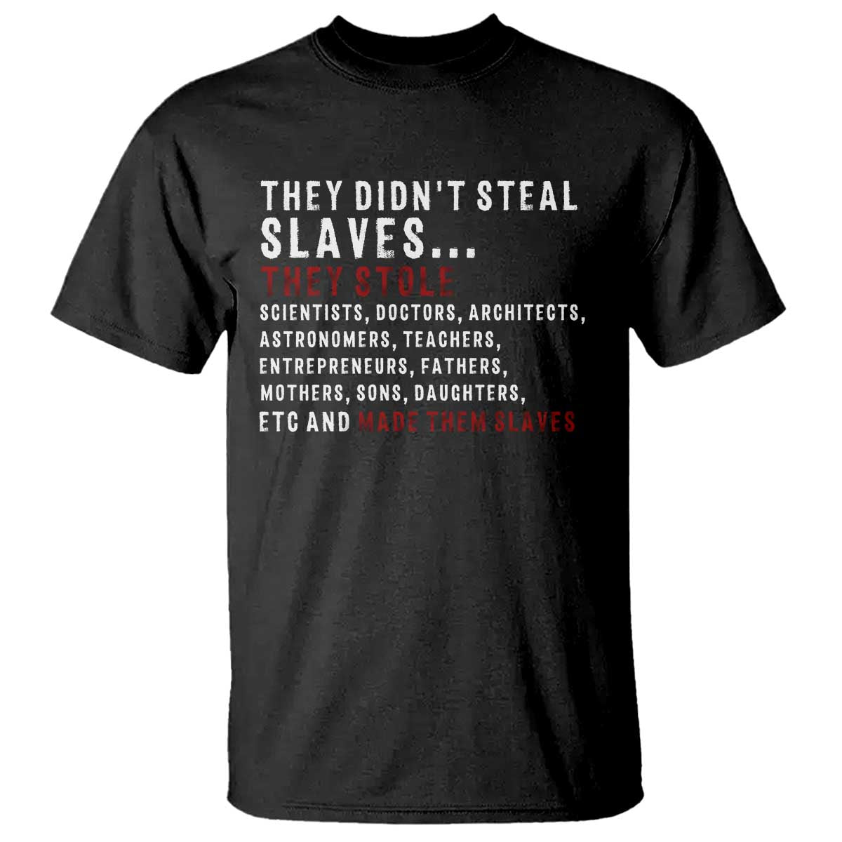 Black History T Shirt They Didn't Steal Slaves They Stolen And Made Them Slaves TS09