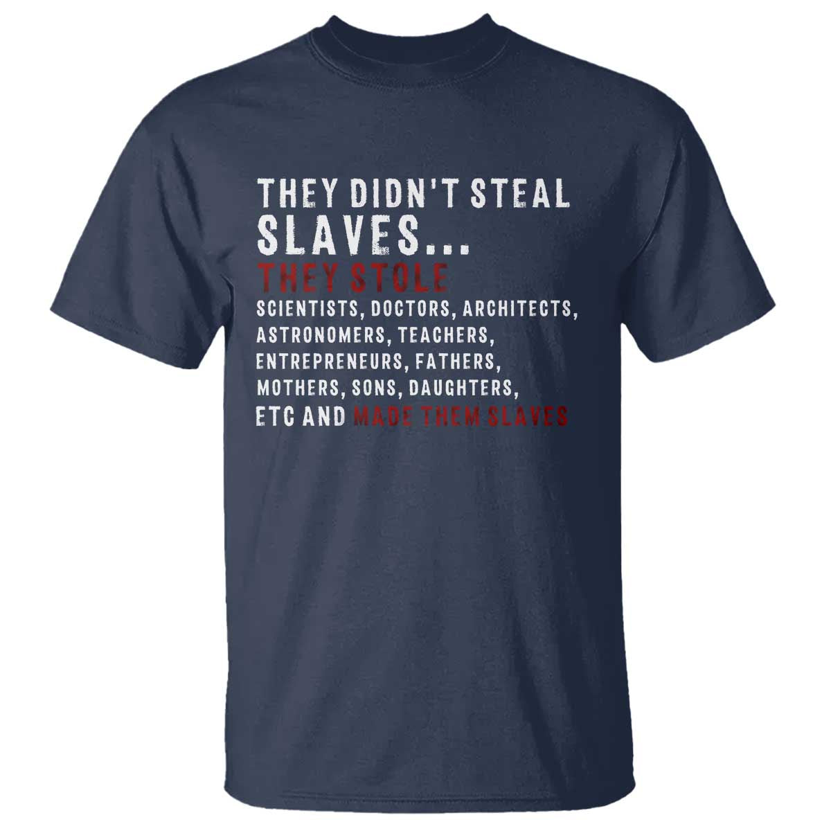 Black History T Shirt They Didn't Steal Slaves They Stolen And Made Them Slaves TS09