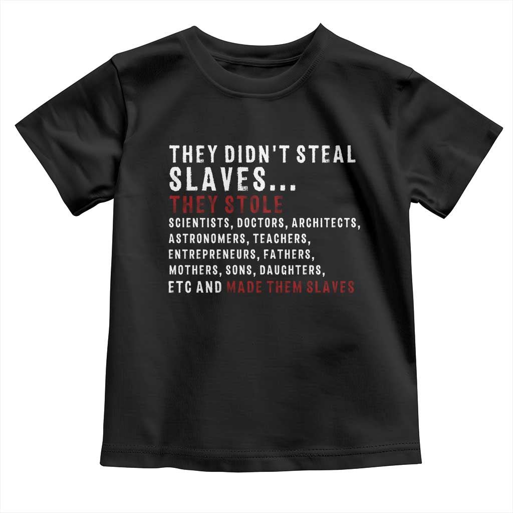 Black History Toddler T Shirt They Didn't Steal Slaves They Stolen And Made Them Slaves TS09
