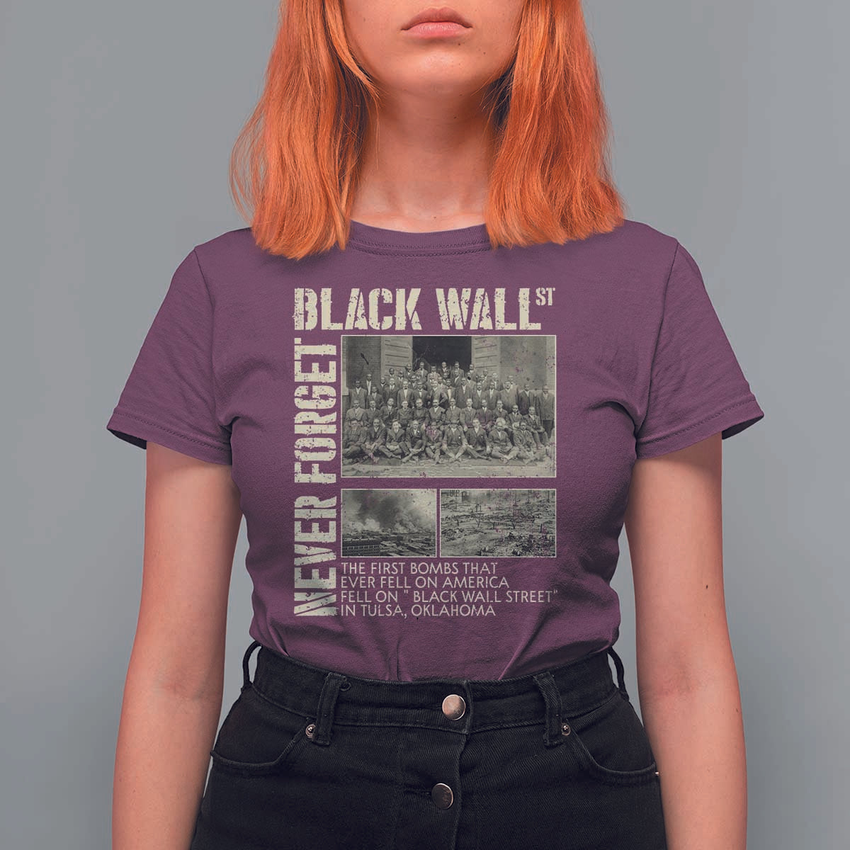 Black Wall Street T Shirt For Women Never Forget Tulsa Black History Month