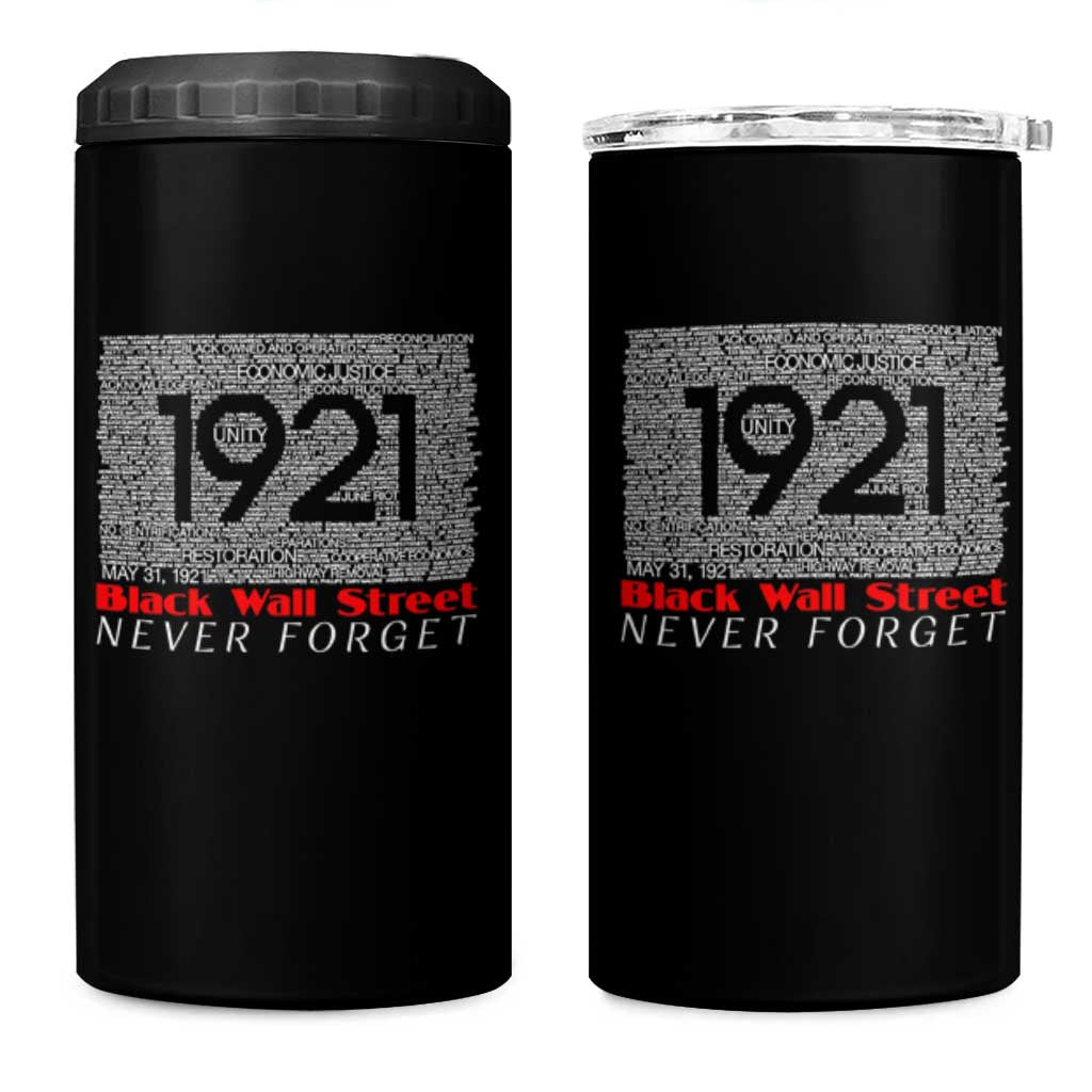 Black Wall Street 4 in 1 Can Cooler Tumbler Never Forget 1921 Greenwood Tulsa Black History