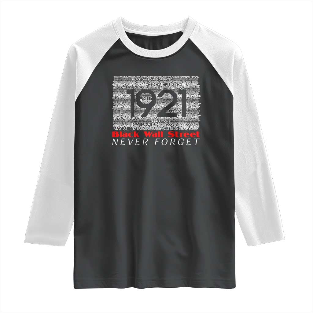 Black Wall Street Raglan Shirt Never Forget 1921 Greenwood Tulsa Black History