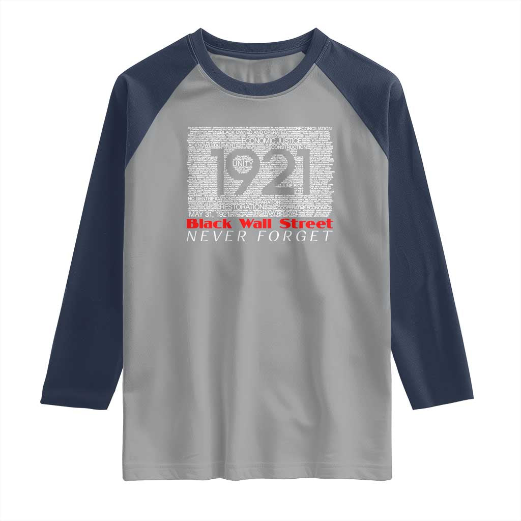 Black Wall Street Raglan Shirt Never Forget 1921 Greenwood Tulsa Black History