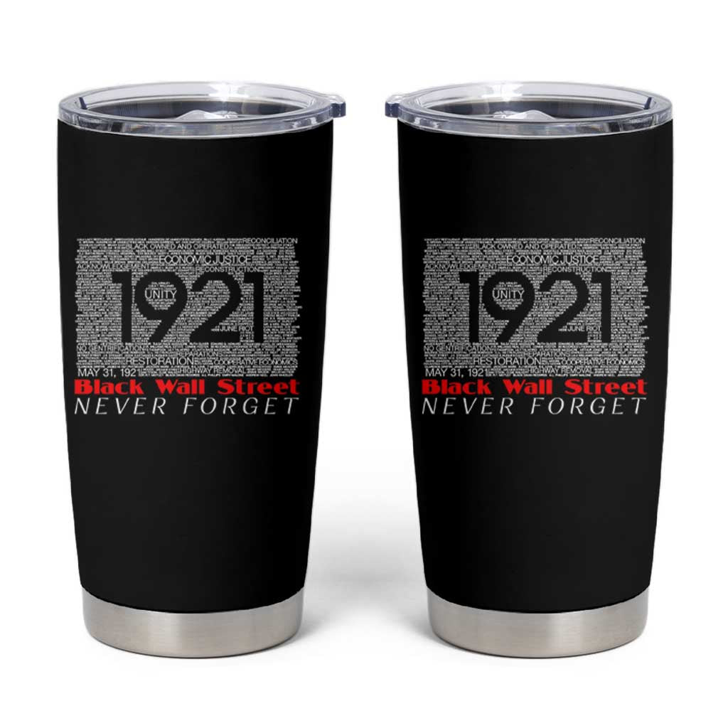 Black Wall Street Tumbler Cup Never Forget 1921 Greenwood Tulsa Black History