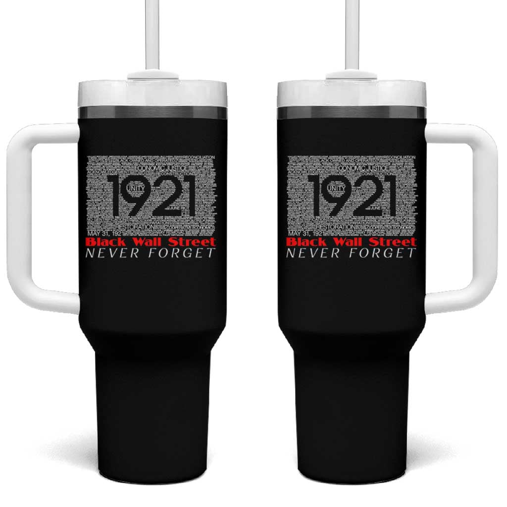 Black Wall Street Tumbler With Handle Never Forget 1921 Greenwood Tulsa Black History