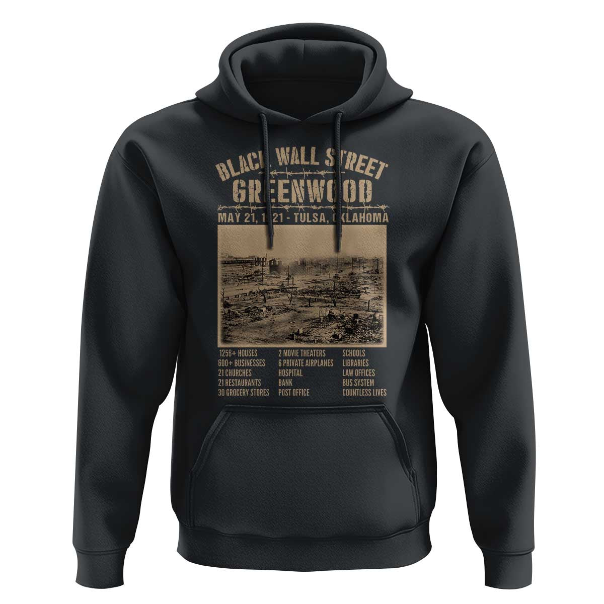 Black Wall Street Hoodie Never Forget 1921 Tulsa Black History Retro