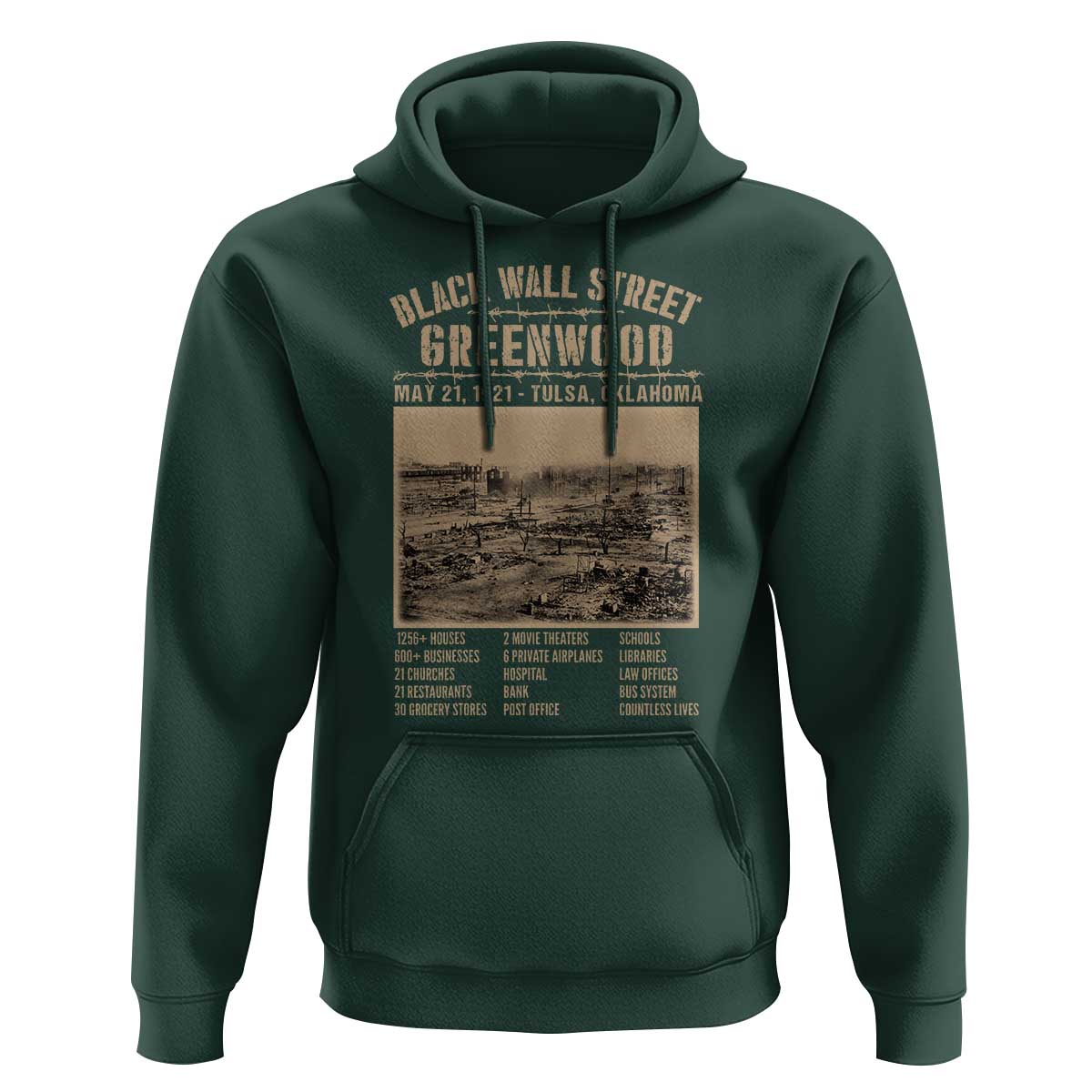 Black Wall Street Hoodie Never Forget 1921 Tulsa Black History Retro