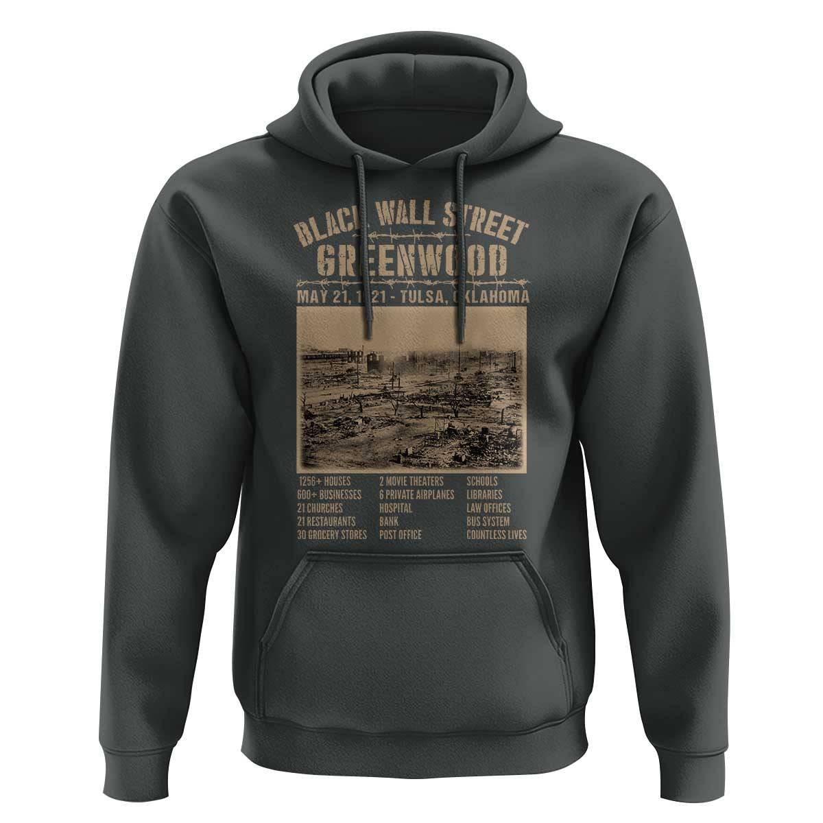 Black Wall Street Hoodie Never Forget 1921 Tulsa Black History Retro
