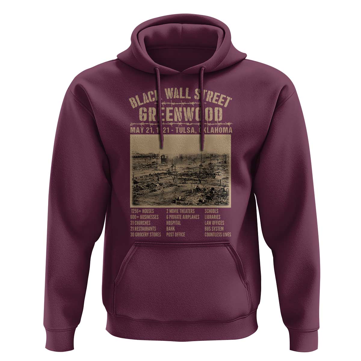 Black Wall Street Hoodie Never Forget 1921 Tulsa Black History Retro