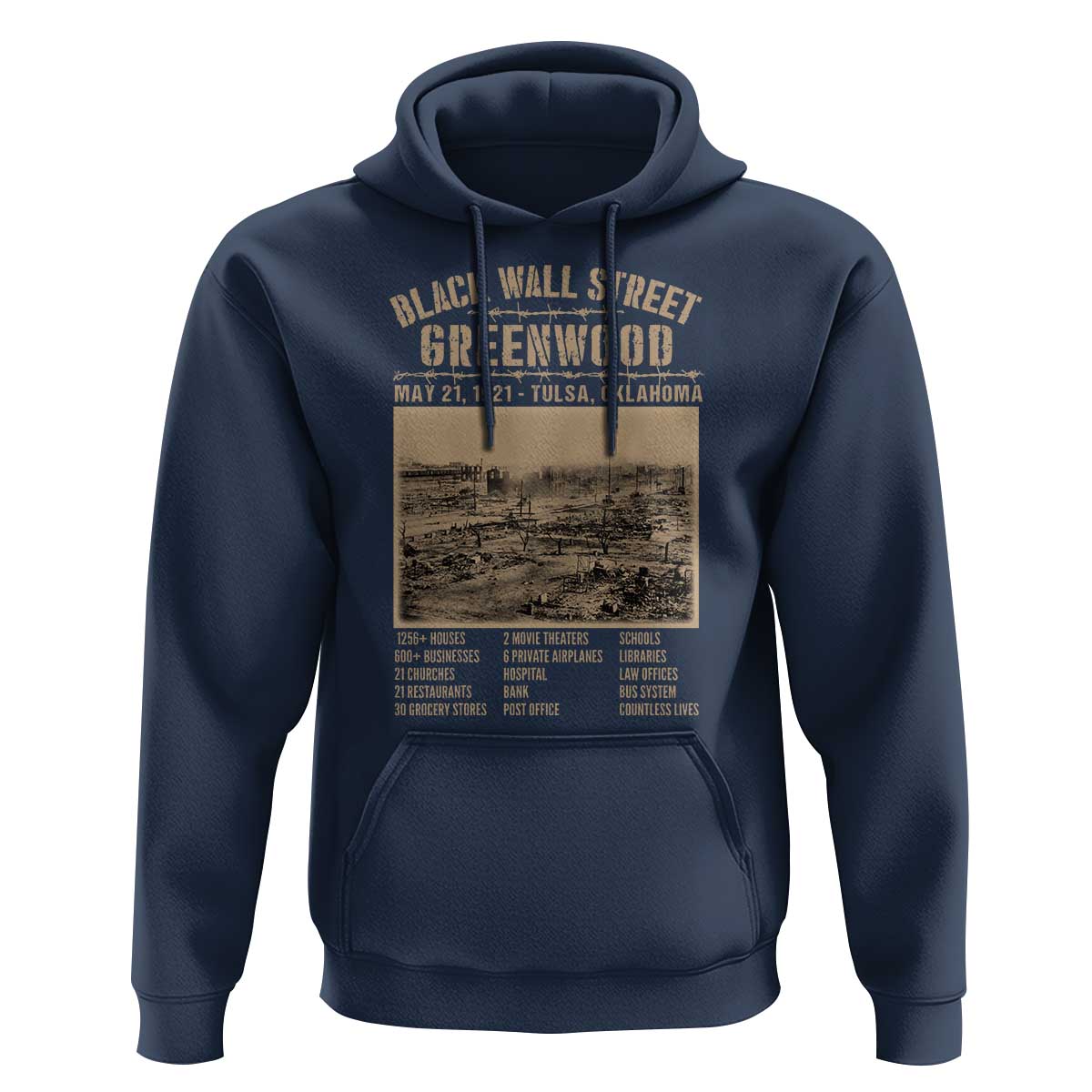 Black Wall Street Hoodie Never Forget 1921 Tulsa Black History Retro