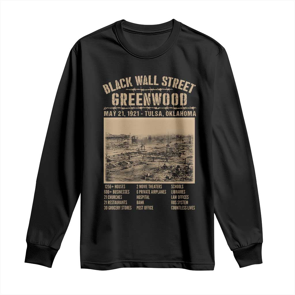 Black Wall Street Long Sleeve Shirt Never Forget 1921 Tulsa Black History Retro