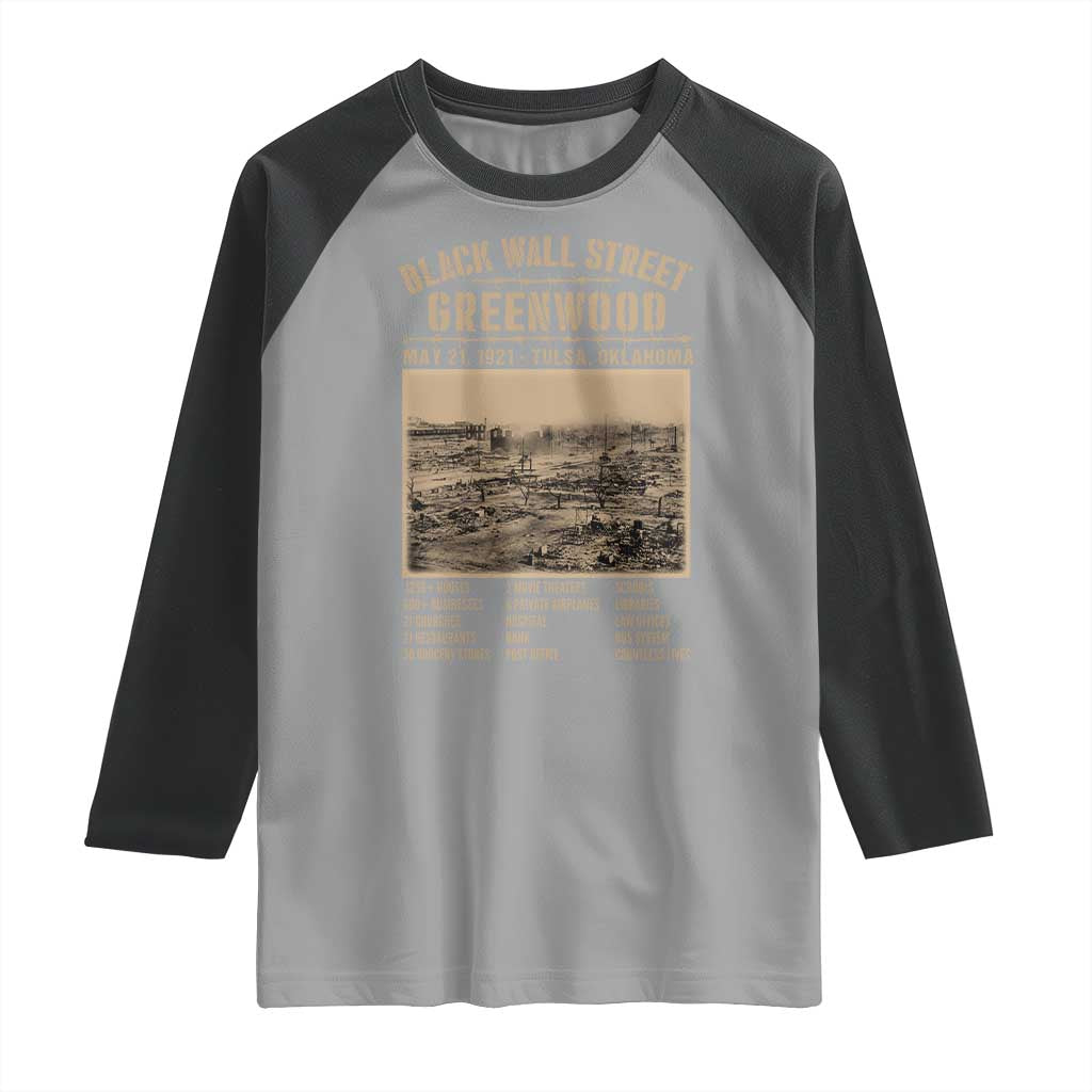 Black Wall Street Raglan Shirt Never Forget 1921 Tulsa Black History Retro
